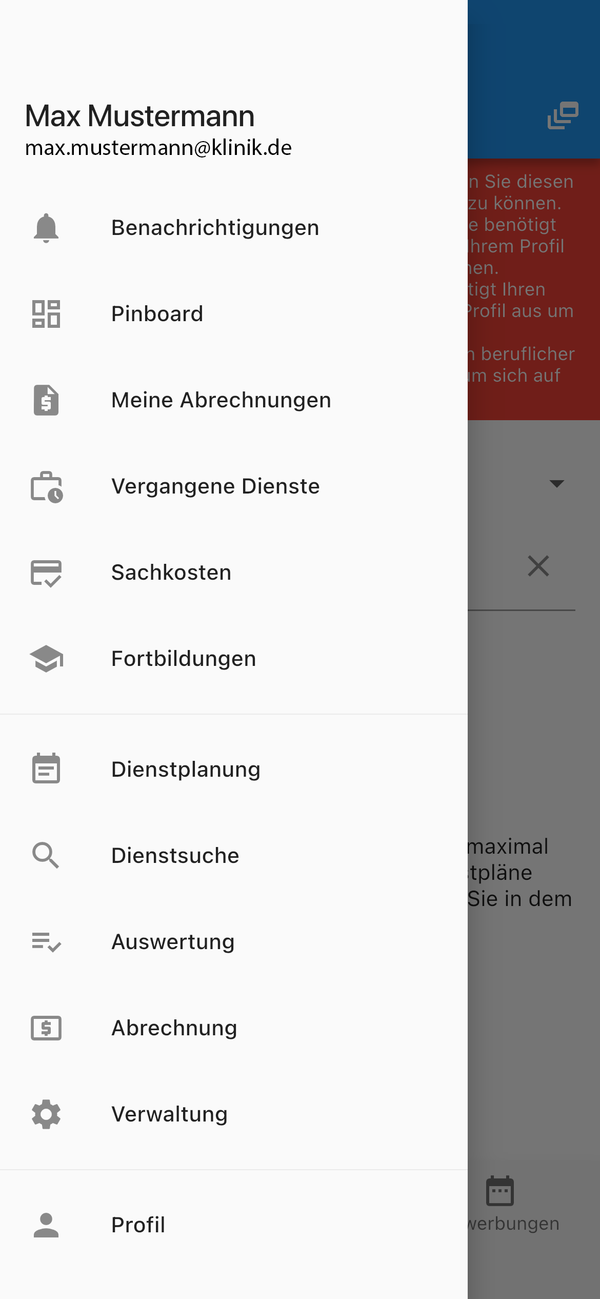 Qualitätsmanagement Screenshot aus der App